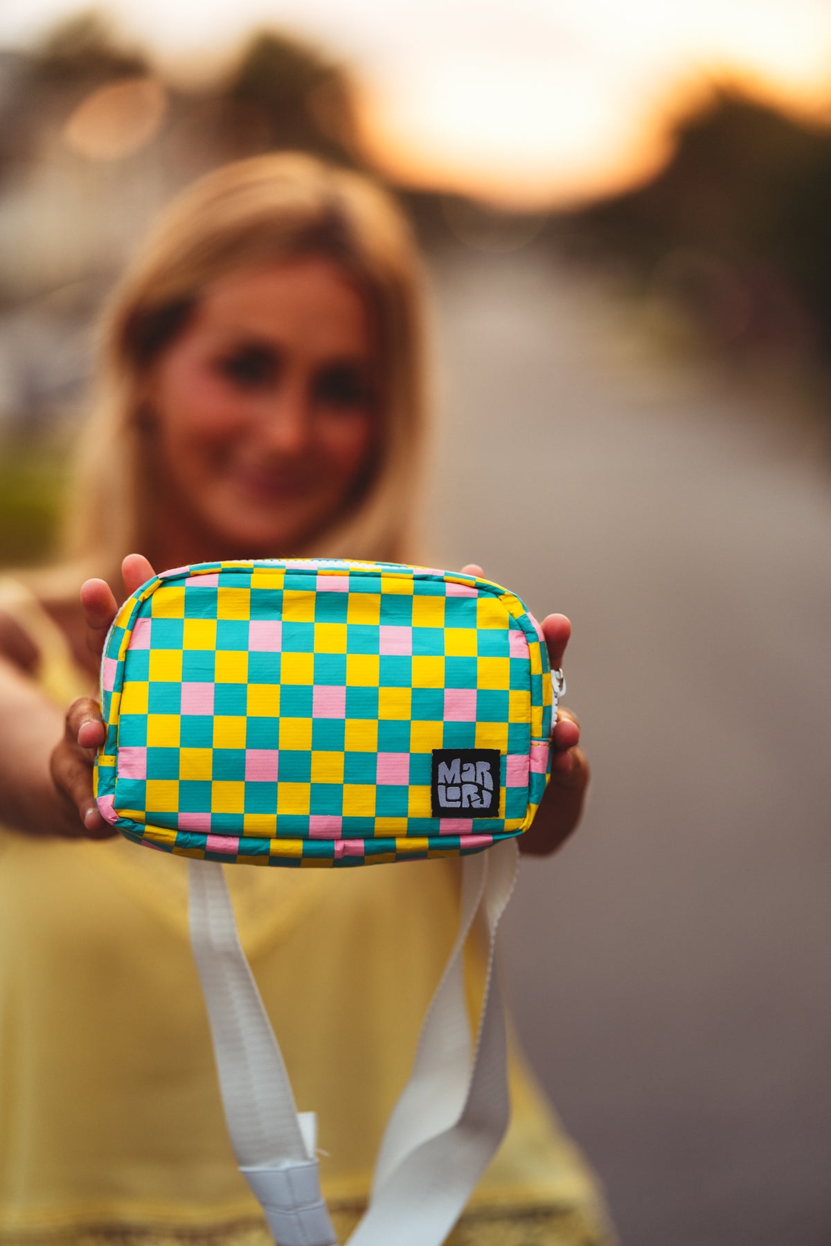 Block Party (Yellow) Essentials Sling by Marloru, a lightweight, splash-friendly belt bag