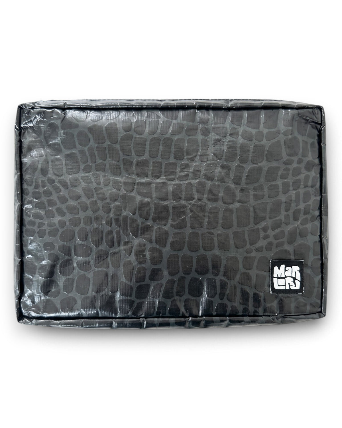 Gator Mid Pouch by Marloru, a splash-friendly 11 x 8.5 inch zip pouch, shown on white
